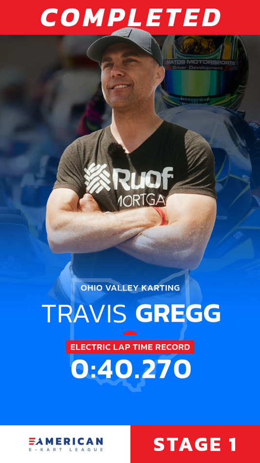 American Electric Karting League (AEKL) Stage 1 – Travis Gregg sets 0:40.270 electric lap time record at Ohio Valley Karting in BSR race kart